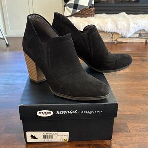 Dr. Scholl's Black Ankle Booties with Tan Heel